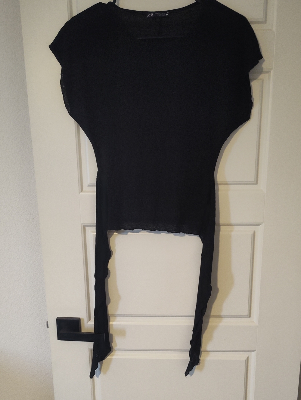 Zara Black Knit Top with Sheer Texture